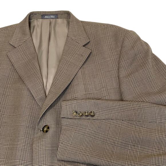 Oscar de la Renta Other - Oscar De La Renta Plaid Sport Coat Men's 46L | Tan & Blue 100% Wool | EUC